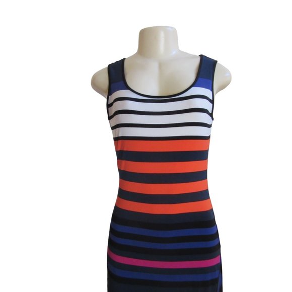 ELLEN TRACY Multi Colored Striped Tank Sleeveless Maxi Dress in Size 2 - Picture 2 of 5